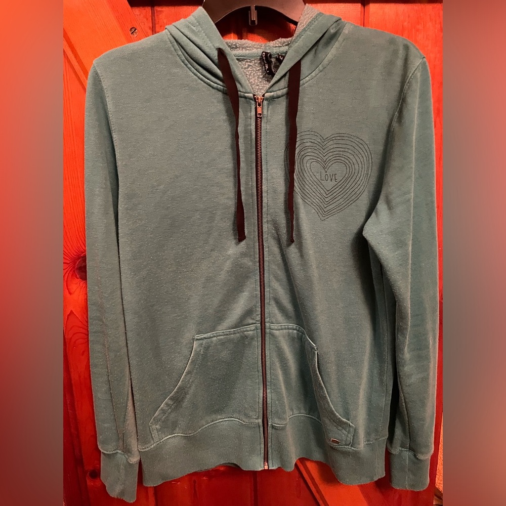 O’Neill women’s full zip up hoodie. Size medium.Teal color. Excellent condition